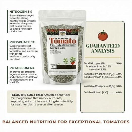 Old Cobblers Farm™ Wicked Organics Organic Tomato - for Strong Vines Blossom Growth &amp Flavorful Fruit (5 lbs | 10 lbs | 15 lbs | 20 lbs) (5lbs)