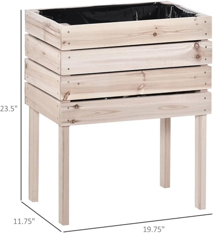 4 Pcs Raised Beds Wooden Planter Flower Shelf Wood Planter Box 19.75 L x 11.75 W x 23.5 H