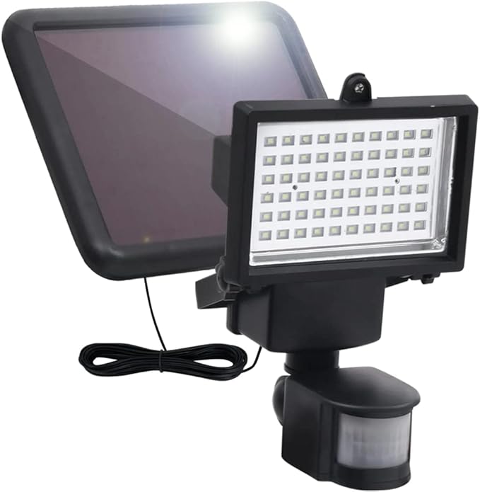 Rectangular Solar Spotlight Black Plastic Water-Resistant 7.9x5.4x13.3in for Garden Patio Driveway Security Lighting Cool White