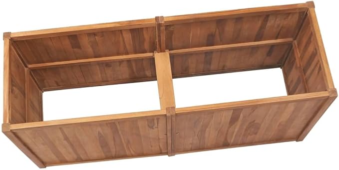 vidaXL Durable Garden Raised Bed - Solid Teak Wood - Weather - Seasoned and Kiln Dried - Perfect for Outdoor Use and DIY Garden Decoration - Open Bottom - Easy Assembly - Dimensions: 59.1x19.7x...