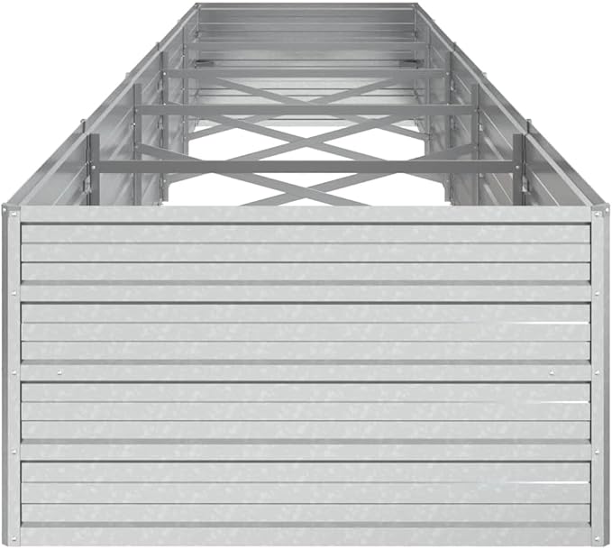 Silver Galvanized Steel Raised Garden Bed 157.5 x 31.5 x 17.7 Inch Outdoor Planter Durable Metal Garden Beds for Vegetables Flowers Herbs