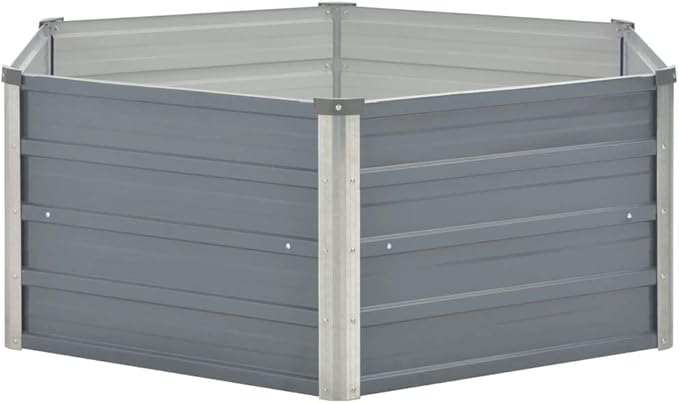 Raised Garden BedRaised Garden Bedfor Vegetables Outdoor Garden Raised Planter Box Backyard Patio Planter Raised Beds for Flowers 50.8x50.8x18.1 Galvanised Steel Gray
