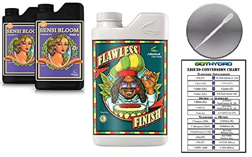 Advanced Nutrients Sensi Bloom A &amp B 1L &amp Flawless Finish 1L Bundle w/Card &amp Pipette