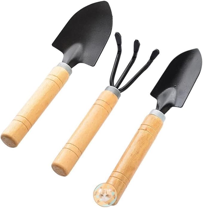 Garden ShovelGarden Trowel 3pcs Mini Portable Gardening Tool Metal Head Shovel Rake Spade Plant Garden Tool Set Garden (Color : 2)