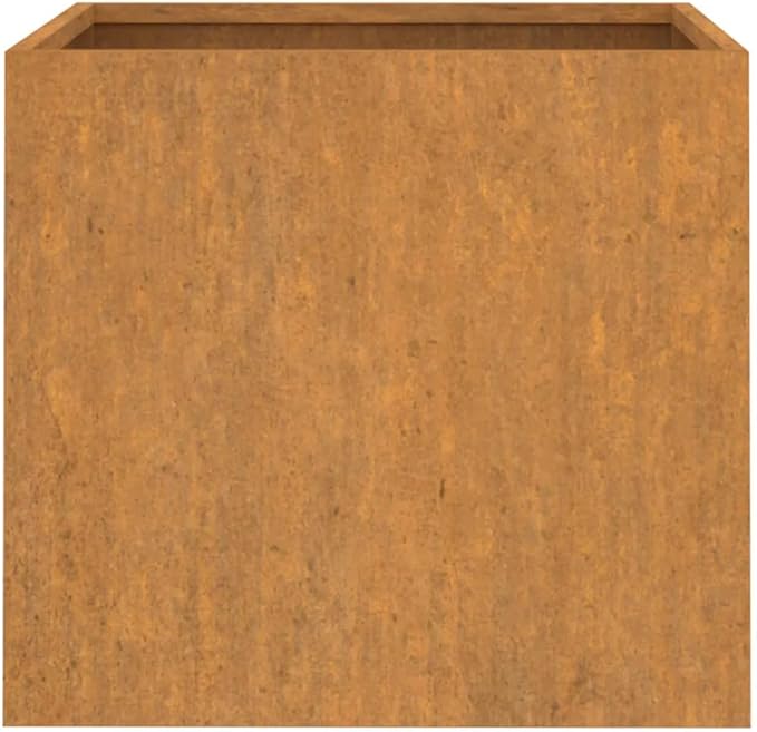 Corten Steel Raised Planter 16.5 x 16.5 x 15.4 in Rustic Square Metal Flower Box Weathering Garden Bed for Patio Balcony Outdoor