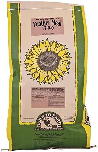 Down to Earth Feather Meal 12-0-0 50 lb. - for all types of growing plants shoots flowers fruits and vegetables