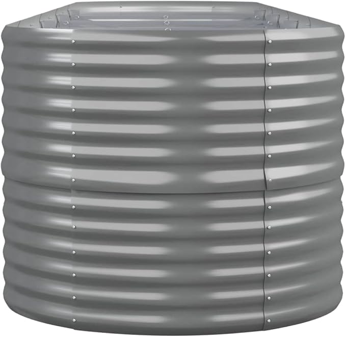 Powder-Coated Steel Garden Raised Bed Oval Shape Planter Box Metal Raised Garden Beds for Flowers Vegetables Herbs 144.9x31.5x26.8 Gray-695