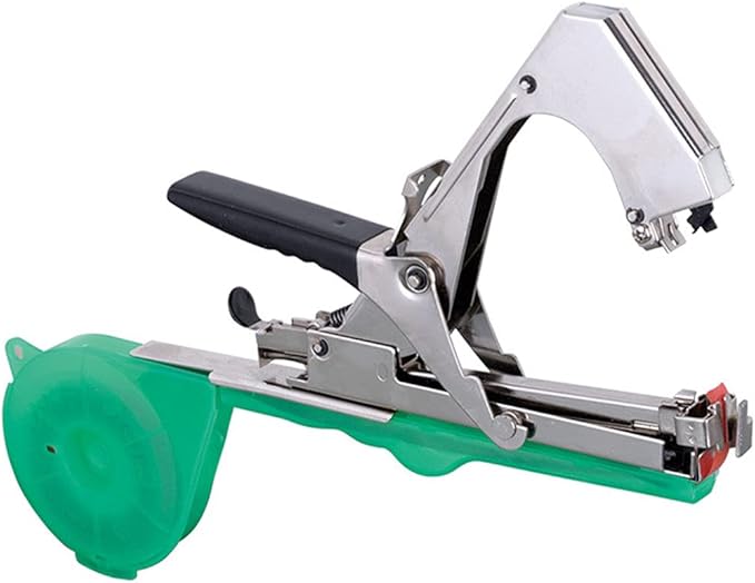 Plant Tying Machine Gardening Tape Tool Plant Ties Hand Garden Tools Set Garden Plants Tool with 10 Rolls Tape and 1 Box Staple for Grape Tomatoes Vegetable Cucumber and Flower (Green)