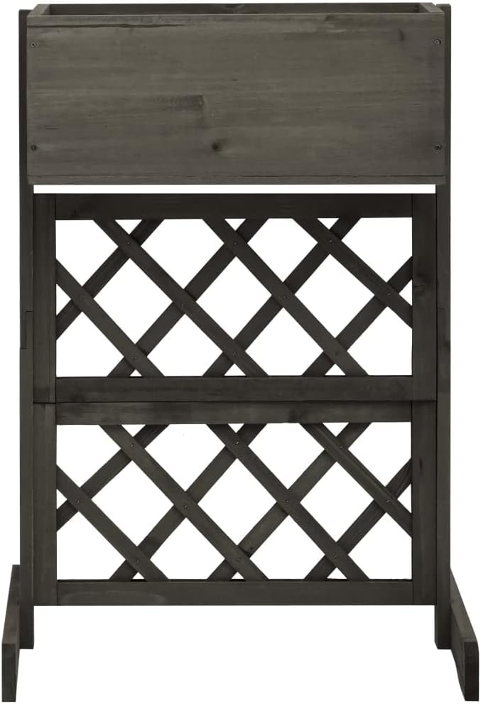 Gray Solid Firwood Planter 17.7x11.8x29.1 in Raised Garden Bed for Outdoor Plants Garden Beds Outdoor