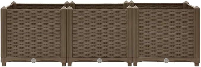 Raised Garden Bed Brown Polypropylene Large Sturdy Rectangular Planter Box 47.2x15.7x15.0 in Outdoor Plants Herbs Vegetables Patio Balcony Yard