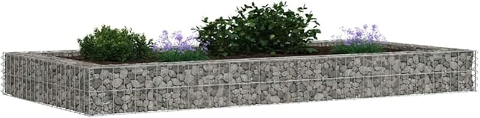 Gabion Raised Bed Silver Galvanized Steel Large Heavy Duty Rectangular Planter Box for Outdoor Plants 78.7x39.4x7.9 Inches Garden Bed