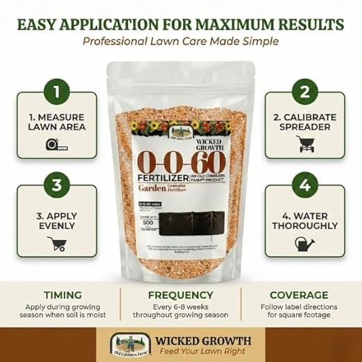 Old Cobblers Farm™ Wicked Growth 0-0-60 Fertilizer - Potassium - Strengthens Roots Boosts Resilience &amp Promotes Lush Growth (5 lbs | 10 lbs | 15 lbs | 20 lbs) (15 lbs)