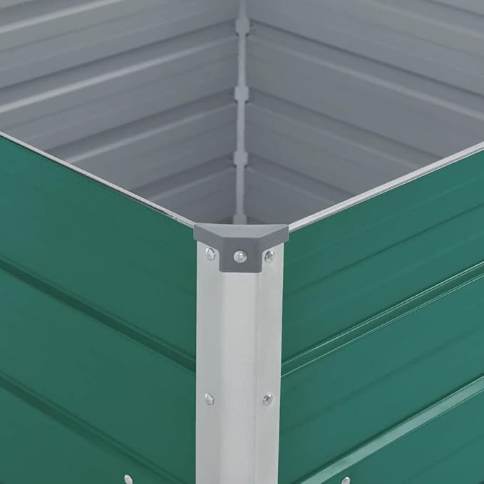 Raised Garden Bed 39.4x39.4x30.3 Galvanized Steel Green