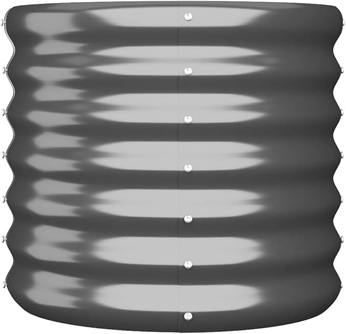 Anthracite Round Metal Planter 15.7 x 14.2 in Powder-Coated Steel Garden Pot Elevated Planter Box for Balcony Patio Indoor Outdoor