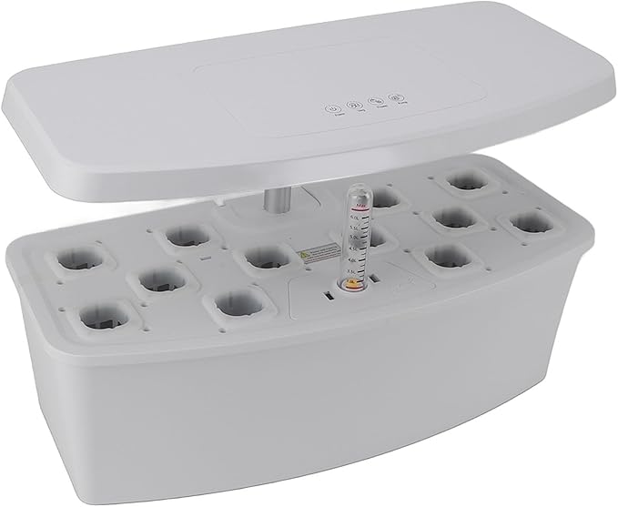Hydroponics Growing System Indoor Garden 12 Pods System Garden Kit LED Grow Light Height Adjustable Hydroponic Planter Plant Germination Kit Gardening Gifts for Women (White)