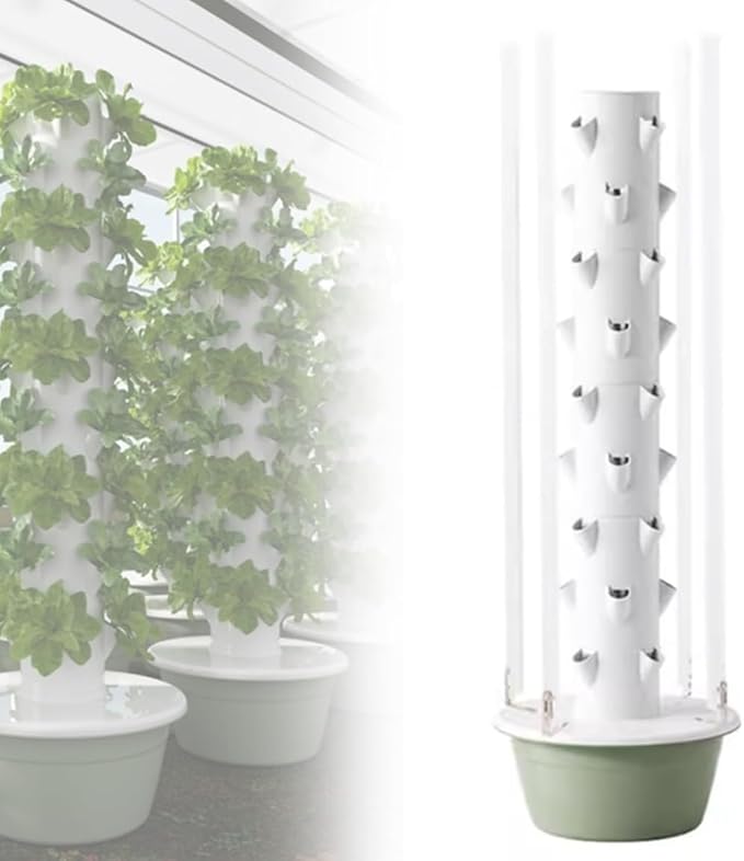 Hydroponics Tower with LED Grow Light Hydroponic Garden Tower Vertical Hydroponics Growingfor HerbsFruits and Vegetables (28holes)