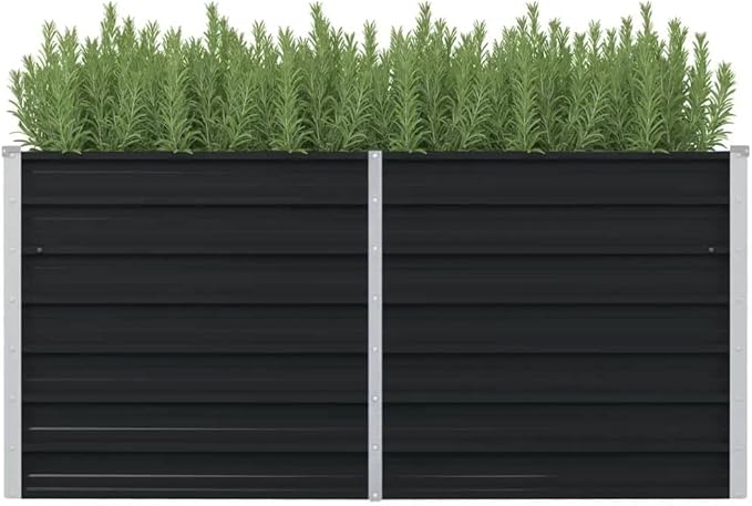 YAFF Raised Garden Bed Anthracite 63x31.5x30.3 Galvanized Steel (23.1lbs)