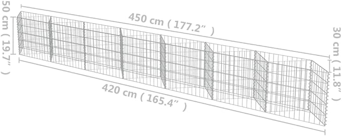 Outdoor Garden Gabion Wall Gabion Stone Basket Planter Raised Vegetable BedSteel Garden Decoration Galvanized Steel 177.2x11.8x19.7