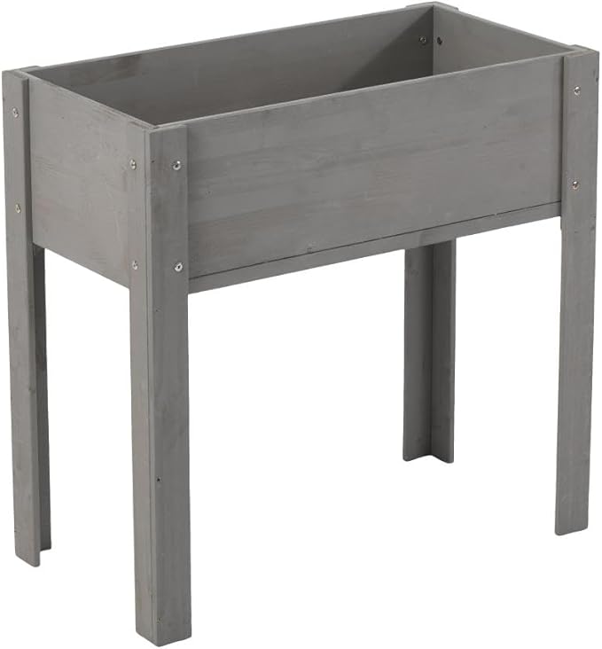 31X31X16 Inch Raised Garden Bed with Legs Solid Wood Grey Bigger &amp Sturdier Planter Raised Bed Outdoor Plants Flowers Fruits Vegetable Herb Growingg Seasonal Garden Upgrade