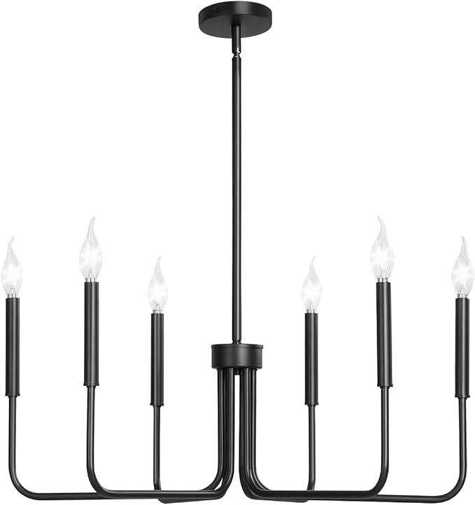 VEVOR 6-Light Chandelier Metal Farmhouse Chandelier Adjustable Height Dining Room Hanging Light Fixture for Ceilings Modern Chandelier for Bedroom Foyer Hall Kitchen Living Room and Entryway