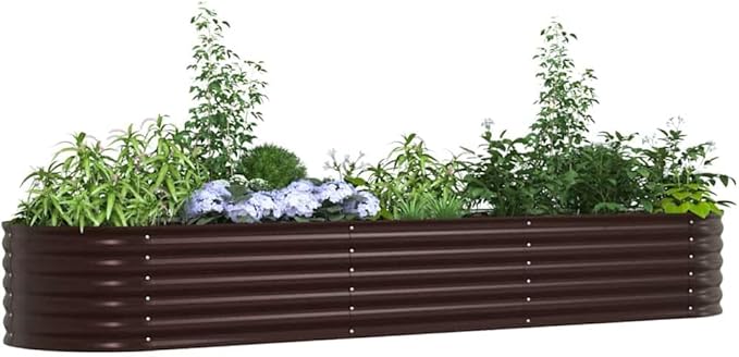 Steel Planter Raised Bed Metal Flower Box Planter Raised Beds Outdoor Garden for Planting Fruit 126x31.5x17.3 Brown -750
