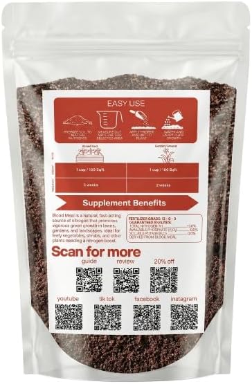 Old Cobblers Farm™ Wicked Organics Blood Meal – High-Nitrogen Soil Booster for Lush Lawn &amp Vigorous Garden Growth | Promotes Greener Foliage &amp Strong Roots | (5 lbs | 10 lbs | 15 lbs | 20 lbs)