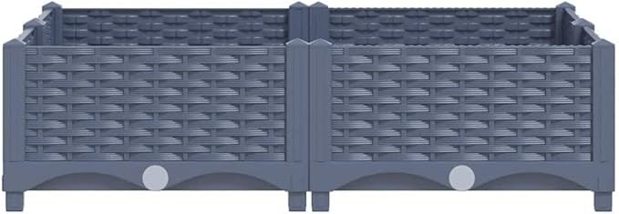 Raised Bed Blue Grey Polypropylene 31.5 x 31.5 x 9.1 in Planters Gardening Pots &amp Planters 310410