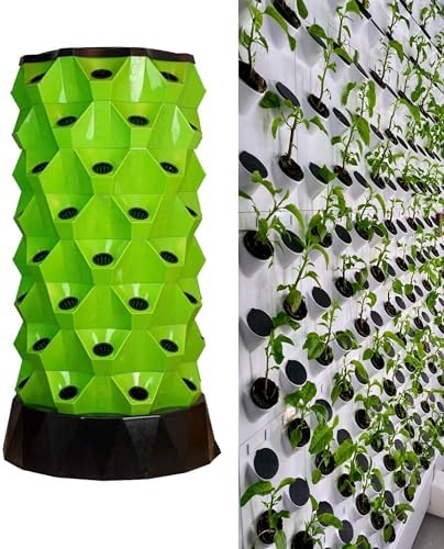 Aeroponic Garden Tower - Hydroponic Growing System for Vegetables Herbs and Strawberries - 48 Holes for Indoor and Outdoor Use