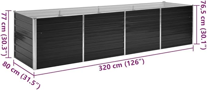 Galvanized Steel Raised Garden Bed - Welded Wire Mesh Cage for Landscape Retaining Wall Fencing Patio Plants - Anthracite