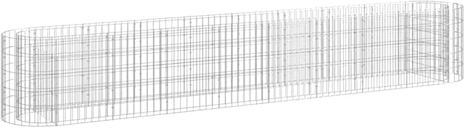 Silver Galvanized Iron Gabion Raised Garden Bed 129.9x19.7x19.7 Inch Large Outdoor Planter for Vegetables Durable Metal Rectangular Garden Beds