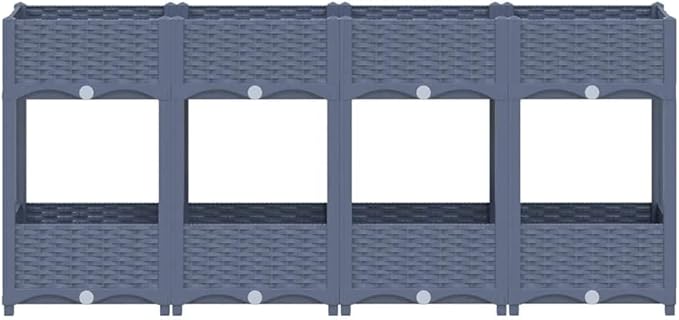 vidaXL Raised Bed - Durable and Sturdy Outdoor Gardening Solution - Made of Hard-Wearing Polypropylene - Ample Planting Space - Elegant Gray Design