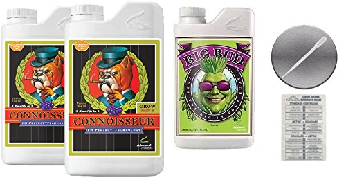 Advanced Nutrients Connoisseur Grow A and B 4 Liter &amp Big Bud 4 Liter Bundle with Conversion Chart and 3mL Pipette