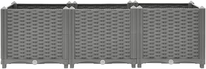 Light Grey Polypropylene Raised Garden Bed 47.2x47.2x15.0 inch Planter for Outdoor Plants Durable Basketweave Textured Finish Easy Assembly for Patio Deck Balcony