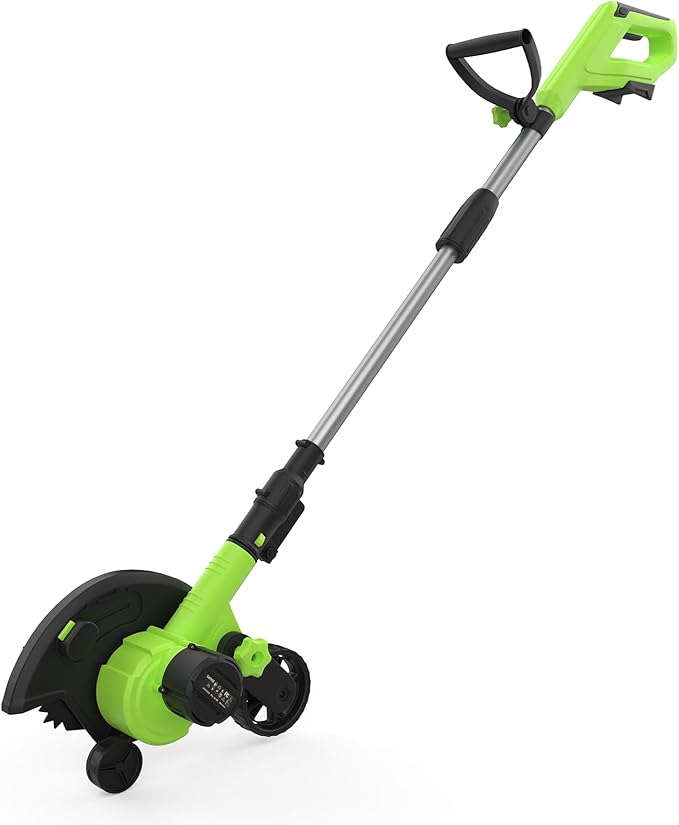 20V Cordless Lawn Edger 9-Inch Blade 4.0Ah Battery Powered Edger Lawn Tool with Dual Wheels 3 Depth Settings LawnTrencher for Yard Garden Patio Driveway Lawn and Sidewalk