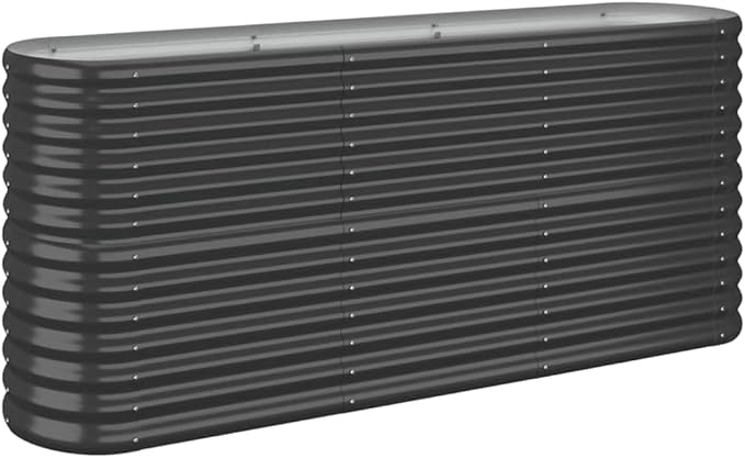Outdoor Metal Planter Box Powder-Coated Steel Garden Raised Bed Metal Raised Bed Garden Bed Kit 59.8x15.7x26.8 Anthracite-251