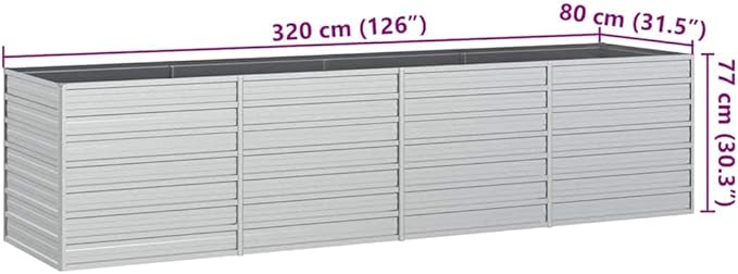 Galvanized Steel Raised Garden Bed 126x31.5x30.3 Inch Large Silver Outdoor Planter for Vegetables Herbs Flowers Durable Metal Garden Beds