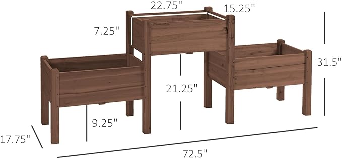 Raised Garden Bed with 3 Planter Boxes
