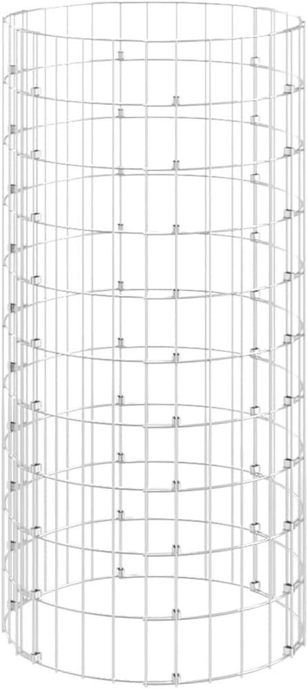 Galvanized Steel Circular Gabion Pole Outdoor Round Garden Gabion Basket Cage Planter Stand Patio Backyard Gabion Post Raised Bed Fencing Ø19.7x39.4-232