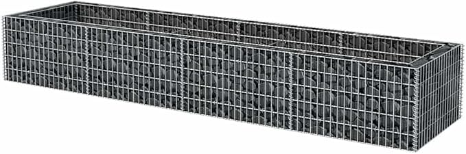 Gabion Raised Bed Galvanized Steel Metal Box for Outdoor Gardening Large Plant Flower Beds - 141.7x35.4x19.7