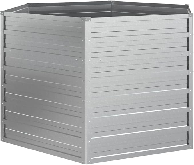 Garden Raised Bed 50.8x30.3 Galvanized Steel Silver Lawn Planters