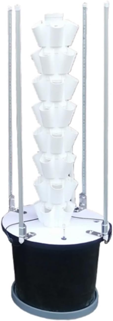 Indoor Garden Hydroponics Growing System Kit Hydroponics Tower with LED Grow Light Soilless Cultivation Waterproof Design for Fruits Vegetables Herb(White8 Layers)