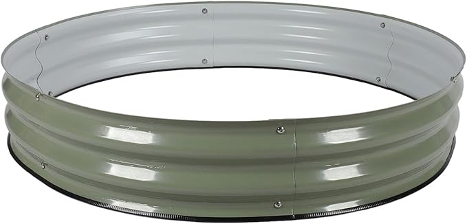 Raised Garden Bed Kit 107x20cm Metal Raised Planter Bed with Rounded Edges and Open Bottom Design Galvanized Steel Planting Box for Vegetables and Flowers (Light Green)