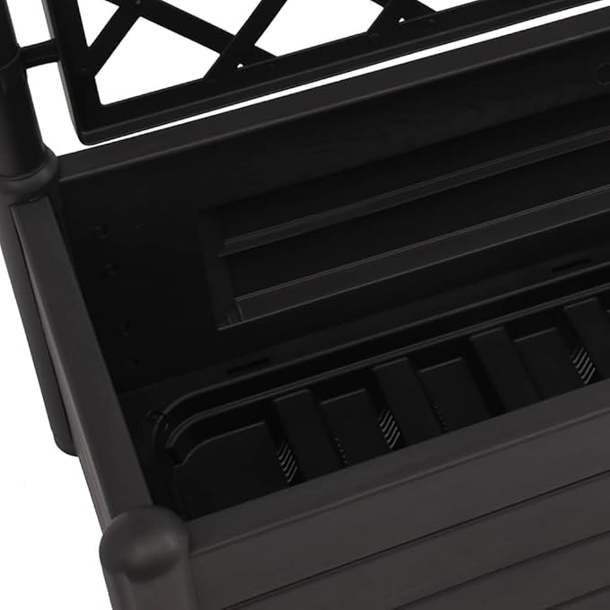 Garden Planter with Trellis Anthracite PP 90L Capacity Rectangular Raised Garden Bed for Outdoor Plants 39.4x16.9x55.9 in