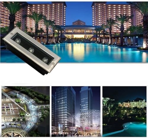 24V Waterproof Landscape Lamp - Rectangular Recessed LED Spotlight Buried Yard &amp Aisle Lighting IP67 Outdoor Underground Lights Stair Step Light (Blue 9W)
