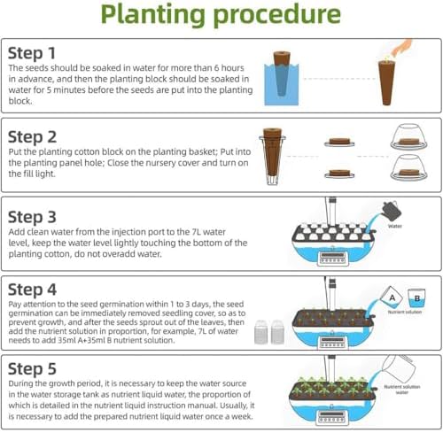 Indoor Hydroponics Growing - 17-Hole Plant Germination Kit with Pump Removable Water Tank LED Grow Light and LCD Touch Panel for Home Kitchen Gardening