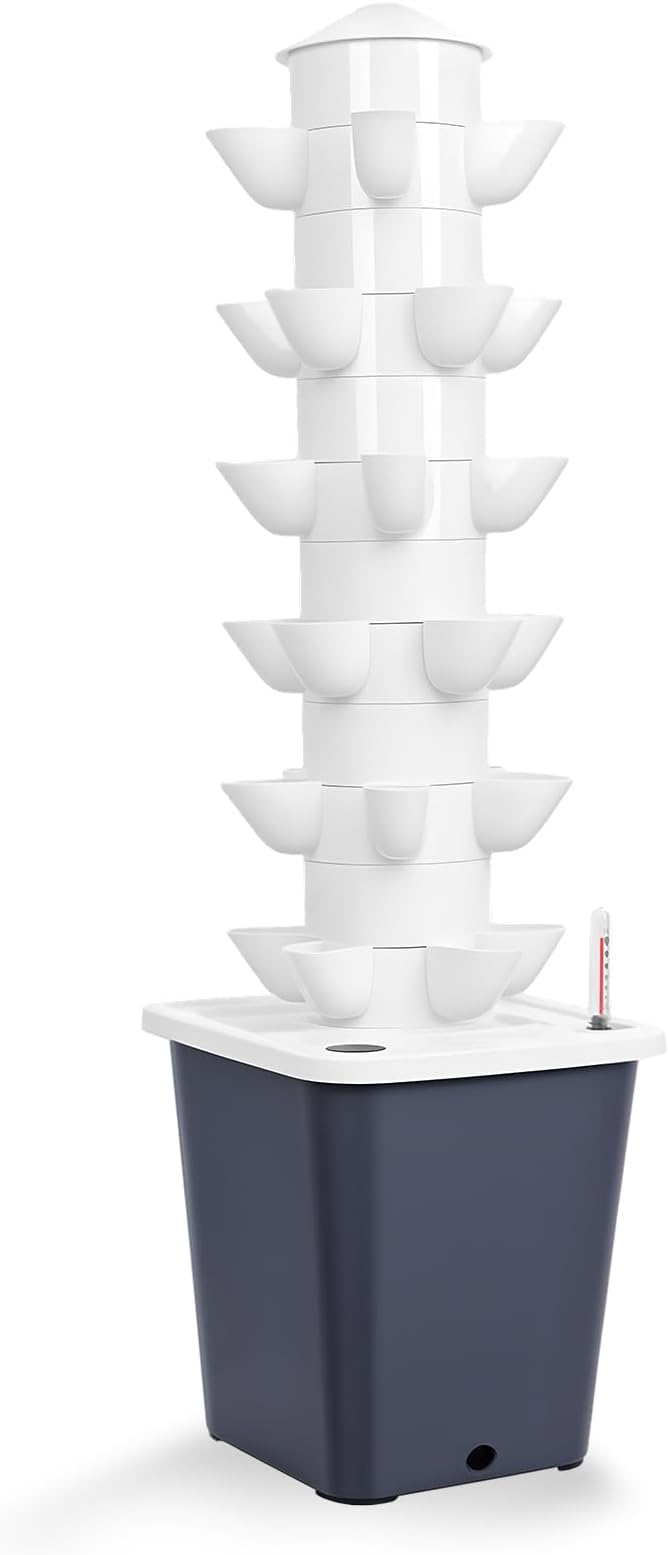 10L Tank Hydroponic Growing Tower | 6 Layers 30 Plants Indoor Hydroponics Growing System | Soilless Cultivation Herbs Fruits Vegetables | for Gardening Lovers Black US