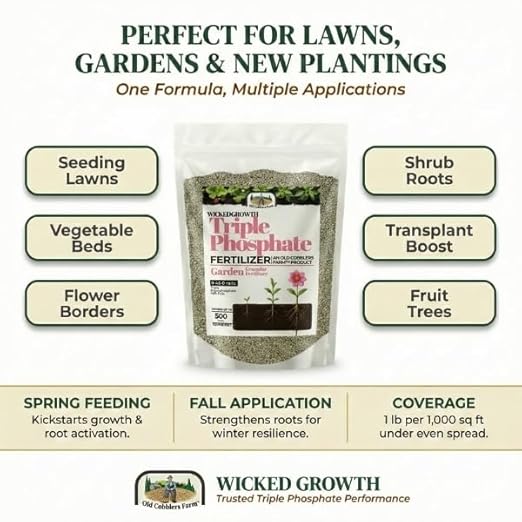 Old Cobblers Farm™ Wicked Growth Triple Phosphate - Boosts Root Development &amp Flowering Eco-Friendly (5 lbs | 10 lbs | 15 lbs | 20 lbs) (20 lbs)