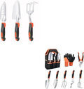 Garden Tools Set 3 Pack Heavy Duty Gardening Tools Set + Garden Tools Set 8 Piece Gardening Tools Set with Non Slip Ergonomic Handle