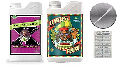 Advanced Nutrients Bud Factor X and Flawless Finish Bundle with Conversion Chart and 3ml Pipette-1 Liter