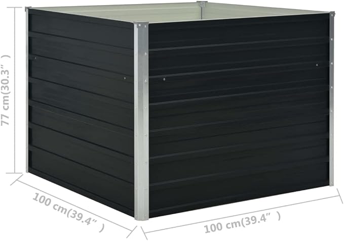 YAFF Raised Garden Bed Anthracite 39.4x39.4x30.3 Galvanized Steel (18.92lbs)